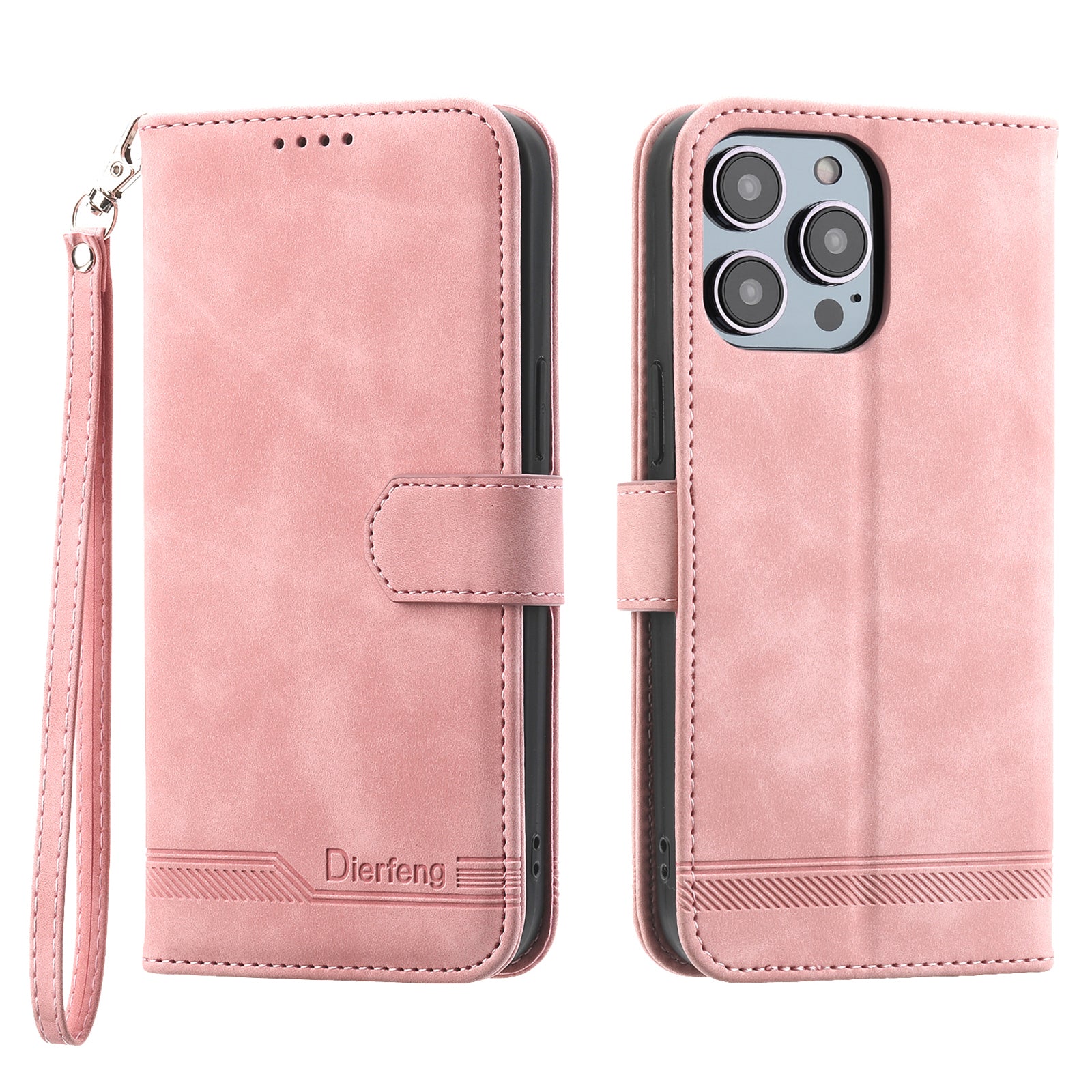 DIERFENG DF-03 Leather Phone Case for iPhone 12 Pro Max 6.7 inch, Lines Imprinted Phone Shell Flip Wallet Cover Stand - Red DIERFENG DF-03 Leather Phone Case for iPhone 12 Pro Max 6.7 inch, Lines Imprinted Phone Shell Flip Wallet Cover Stand - Red